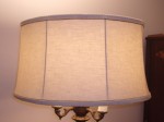 floor lamp, lampshade, linen, recovered